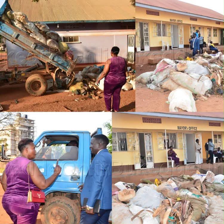 Nansana LC1 Chairperson Dumps Garbage at Division Offices in Protest Over Poor Waste Collection Nansana LC1 Chairperson Dumps Garbage at Division Offices in Protest Over Poor Waste Collection